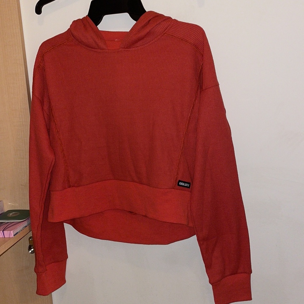 Kendall & Kylie waffle-knit orange sweater, size M, NWT